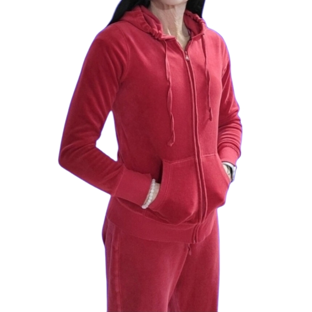 Classic OLD SCHOOL Red Women's Med Velour Tracksuit